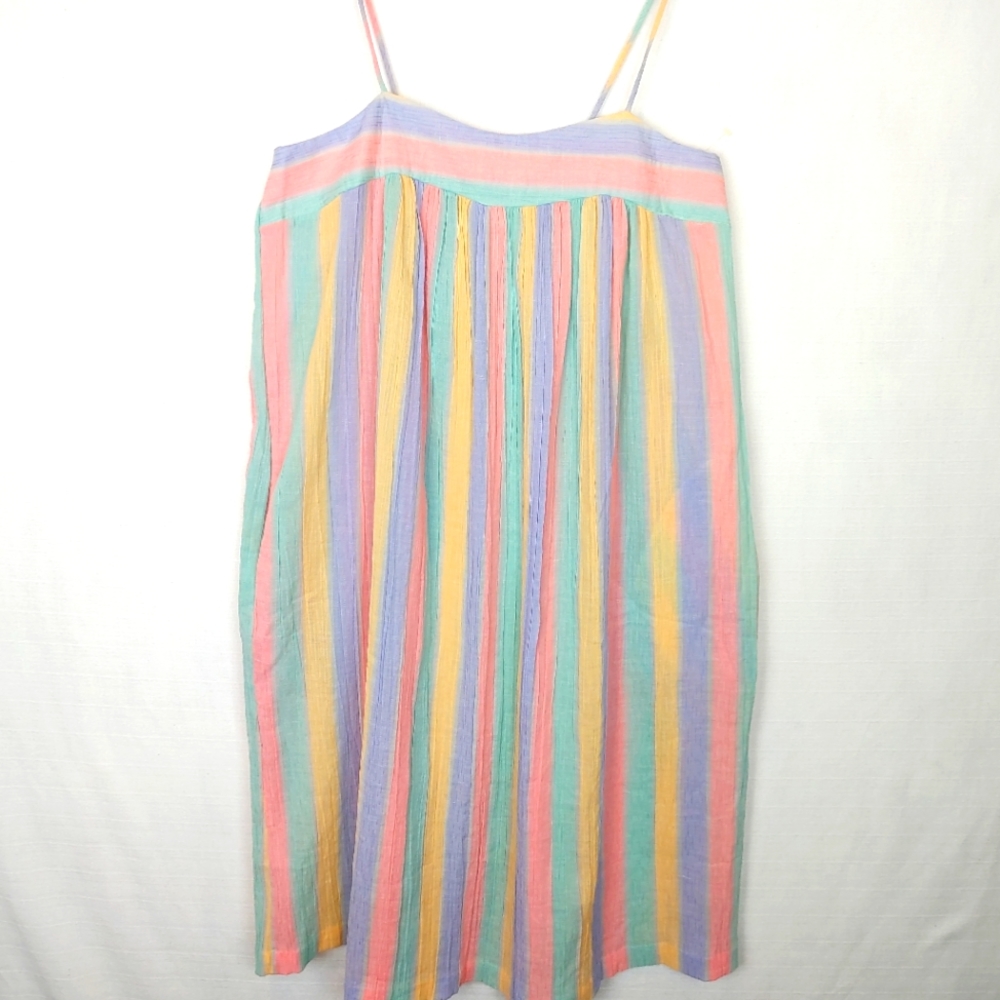 70s Vintage Sears Pastel Rainbow Casual Dress M